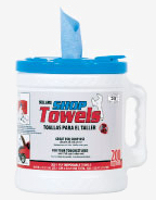 bucket blue shop towel 